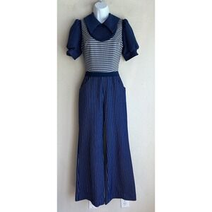 Vintage 1970s Jerell Of Texas Jumpsuit S Wide Leg Palazzo Mod Preppy Disco Retro